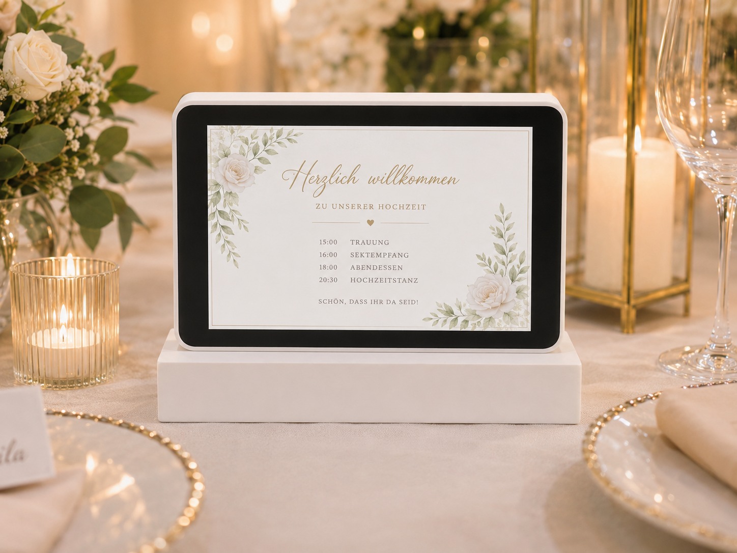 Digitale Eventstele auf einer Hochzeit